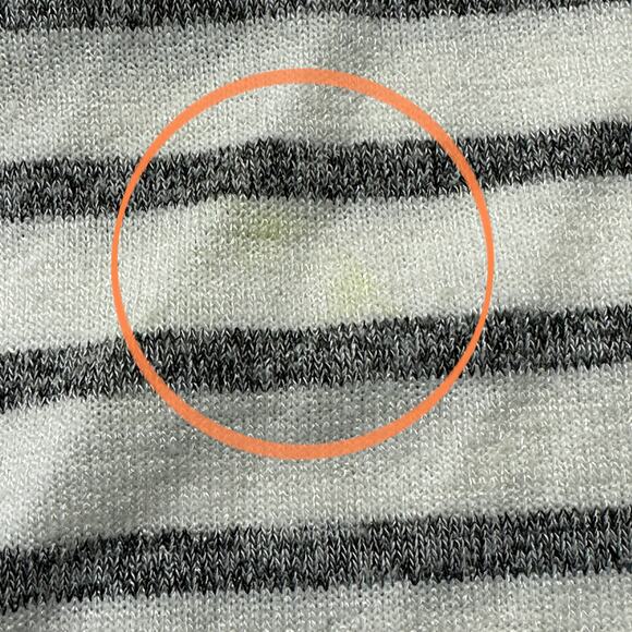 Banana Republic Hoodie Womens Size M Gray White Striped Lightweight VNeck STAINS - Picture 9 of 10